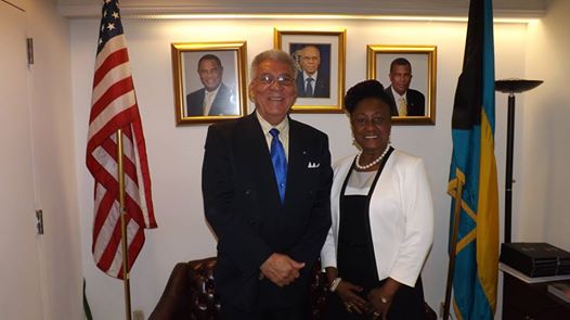 Photo: NEW YORK -- The Hon. Dr. Donna Hunte-Cox,  Barbados Consul General to New York, paid a courtesy call on the Hon. Forrester J. Carroll, Bahamas Consul General to New York, on July 7, 2014, at Bahamas House 231 East 46th Street, New York.