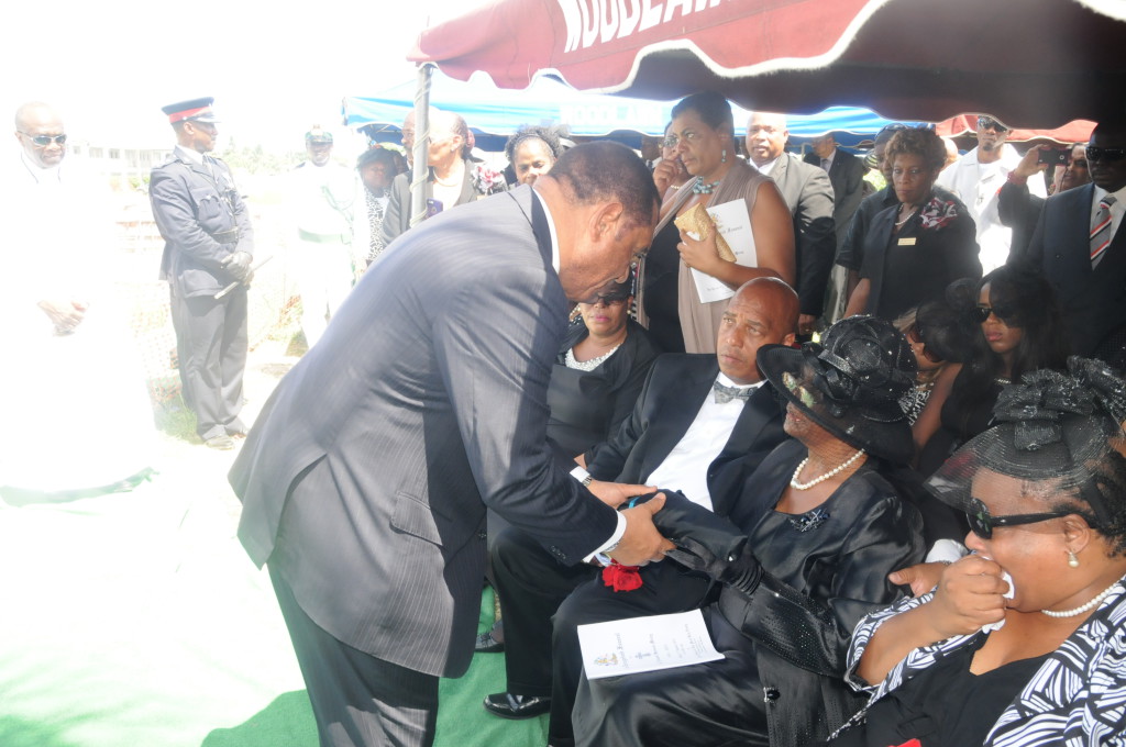 Pm  speaking with members of Edmond Moxey's family in the majority room of the HOA this morning. Photo by Peter Ramsay.